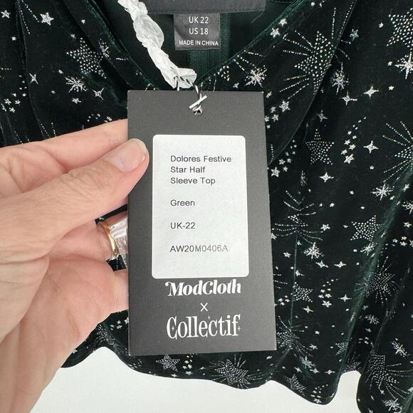 Modcloth x Collectif top 18 green velvet star fairy festival renaissance plus - Picture 5 of 7